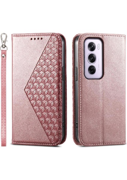 Oppo Oppo 12 Pro 5g Için Flip Case Standı El Kayışı Eşkenar Dörtgen Şekli Günlük Kullanım (Yurt Dışından)