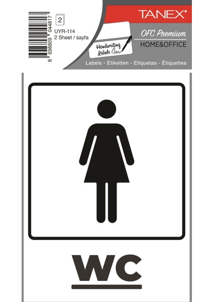 UYR 114 Bayan Wc Uyarı Etiketi 2'li Paket