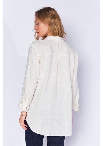Naturel Cepli Keten Efektli Kadın Gömlek| MKS163420-01-3420 indirimleri