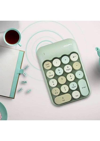 Rabbit Tech Renkli Daktilo Tarzı Vintage Kablosuz Wıreless Numeric Keypad 18 Tuşlu Sayısal Klavye Numpad