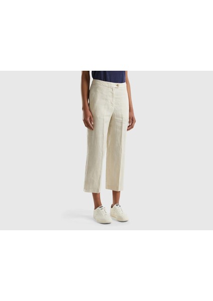 Bnt-W Geniş Paça Keten Pantolon