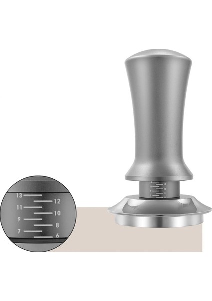 Kahve Sabotajı Ayarlanabilir Derinlik, Ölçekli 30LB Espresso Yayları Kalibre Edilmiş Tamping Paslanmaz Çelik Düz Taban Gri 58MM (Yurt Dışından) fiyatları