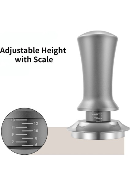 Kahve Sabotajı Ayarlanabilir Derinlik, Ölçekli 30LB Espresso Yayları Kalibre Edilmiş Tamping Paslanmaz Çelik Düz Taban Gri 58MM (Yurt Dışından) indirimleri