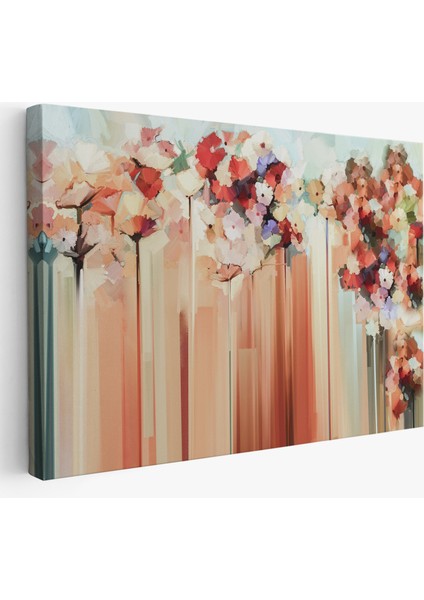 Soyut Çiçekler Yağlıboya Görünüm Dekoratif Kanvas Duvar TABLOSU-3540