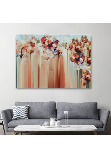 Soyut Çiçekler Yağlıboya Görünüm Dekoratif Kanvas Duvar TABLOSU-3540 fiyatları