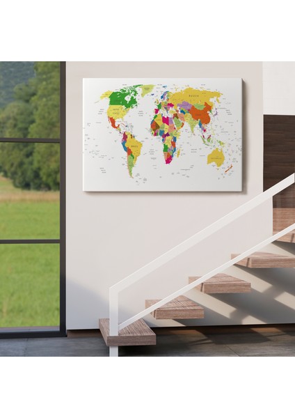 Dünya Haritası Detaylı Dekoratif Kanvas Tablo 1059 indirimleri