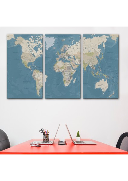 Dünya Haritası Dekoratif Kanvas Tablo 1040 modelleri