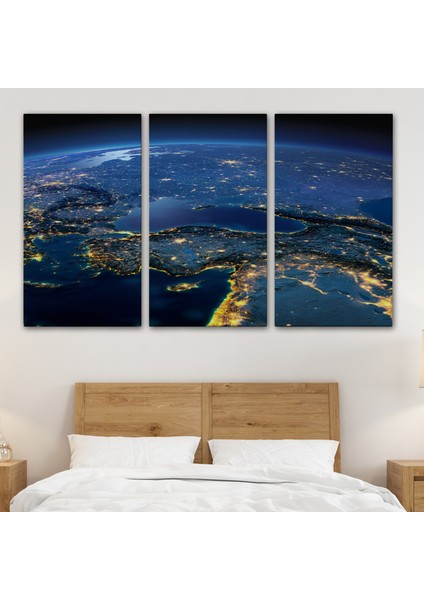 Dekoratif Uydu Görünümlü Kanvas Türkiye Haritası 1033 modelleri