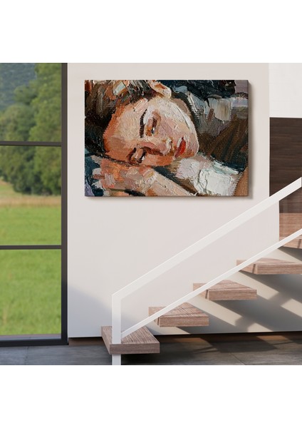 Uyuyan Güzel Kadın Yağlıboya Görünümlü Duvar TABLOSU-3730 indirimleri