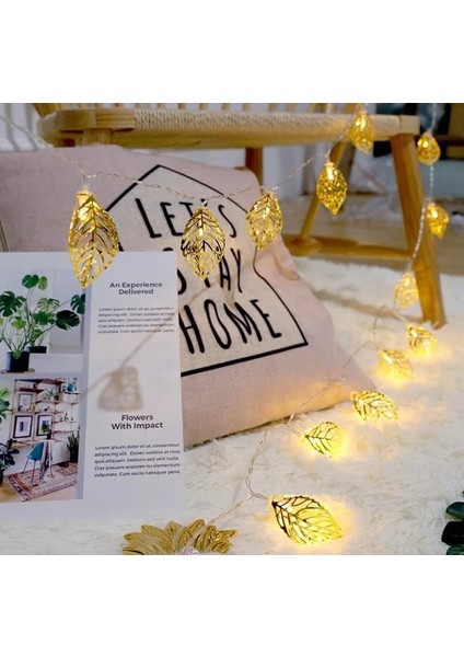 3D Altın Yaprak LED Işık Gold