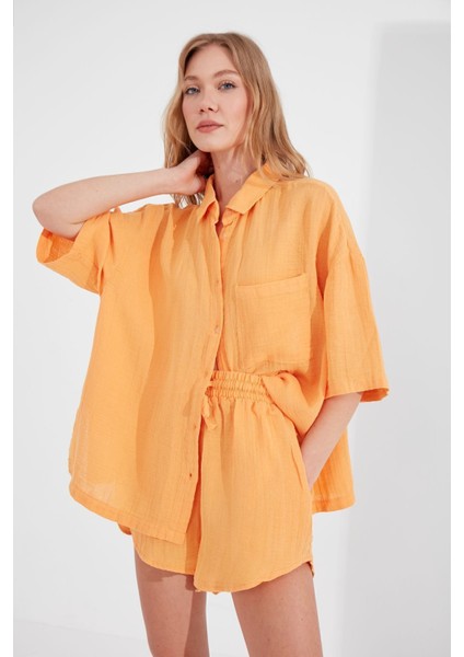 Oranj Müslin Kadın Rahat Kesim Şort| EK1007205-7205 fiyatları