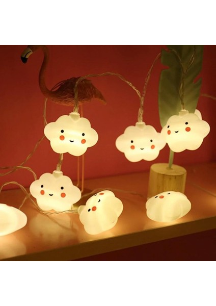 1,5 metre Led Işıklı Gülen Bulut Dizeleri Çocuk Bebek Odası Dekoratif Pilli Aydınlatma