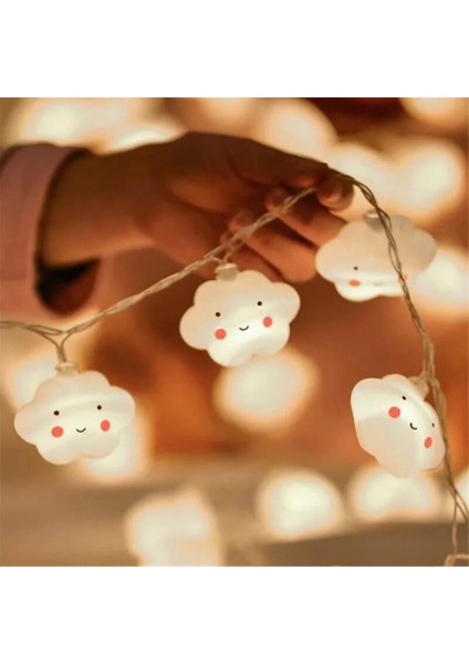 1,5 metre Led Işıklı Gülen Bulut Dizeleri Çocuk Bebek Odası Dekoratif Pilli Aydınlatma modelleri