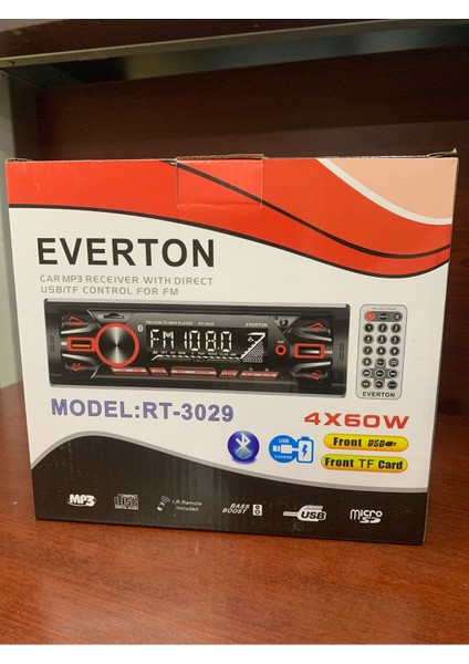 Bluetooth Everton RT-3029 Oto Müzik Seti 4X60 Çift USB Teyip 4X60 Watt 2 Yıl