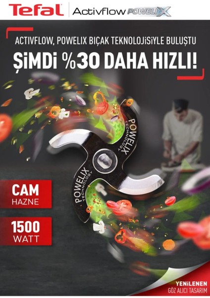 Dilimleyici ve Rende 4 Bıçaklı Powelix 1500W Güç 1,5 Litre Cam Hazneli Blender & Mutfak Robotu