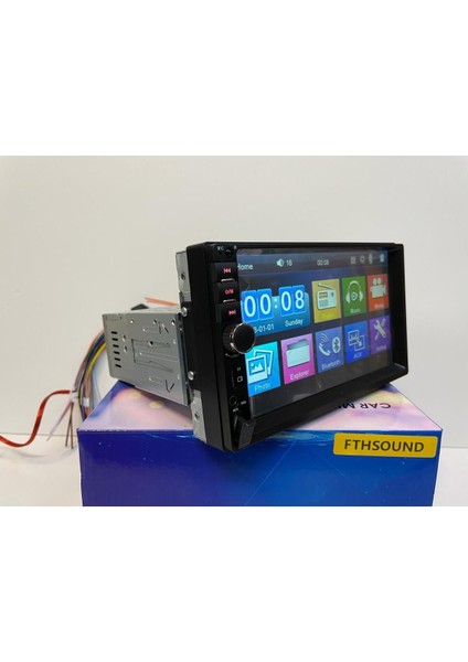 4X52 Watt Tek Din 7" Dabıl Oto Teyp USB Bt Aux Kamera Hediye Double 2 Yıl