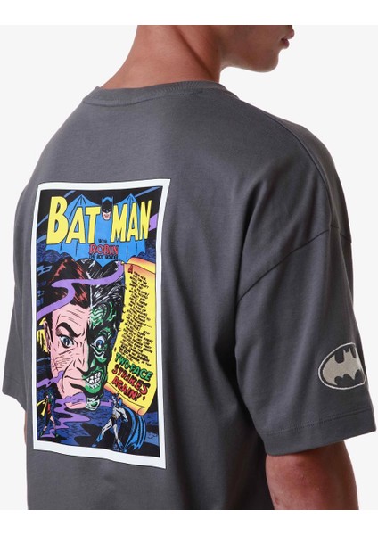 Authentic Zaki Warner Bros - Batman Erkek Gri Comfort Fit Tişört