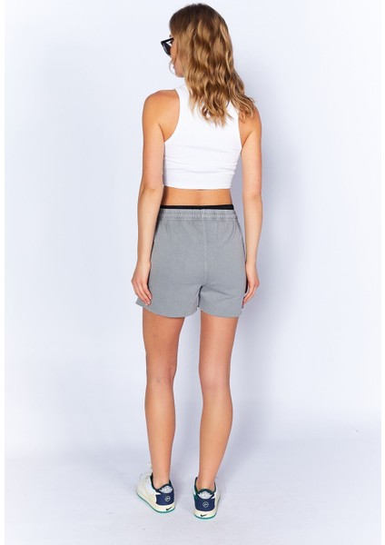 Eskitme/soluk Efektli Rahat Kesim Kadın Şort | Boyama Gri| EK100678854-8854 indirimleri