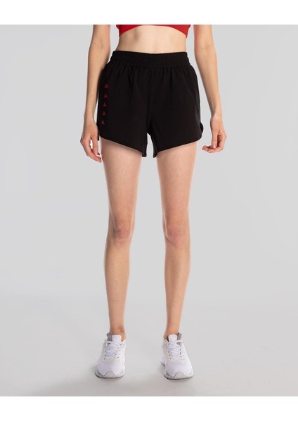 Survivor Woman Short 1 Kadın Siyah-Kırmızı Regular Fit Performance Şort