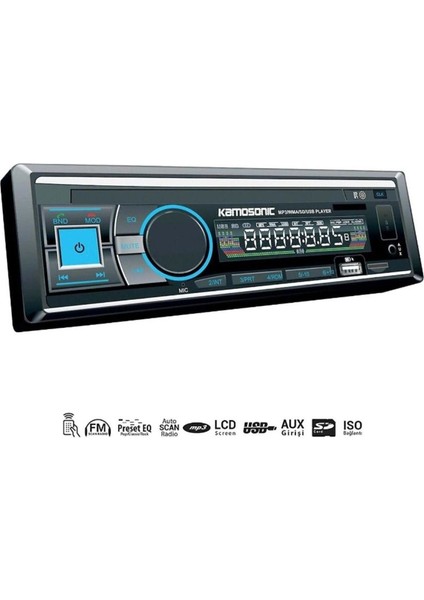 2 Yıl KS-MX801 Oto Teyp 4X50W Bt/2xusb/sd/fm/aux USB Girişi 50 Watt