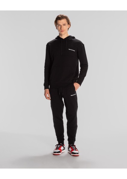 Authentic Theo Erkek Siyah Regular Fit Hoodie
