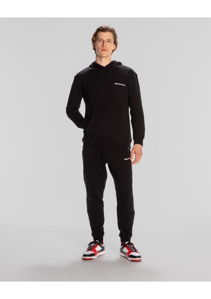 Authentic Theo Erkek Siyah Regular Fit Hoodie