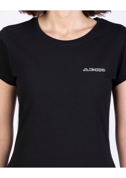 Logo Jendy Kadın Siyah Regular Fit Tişört