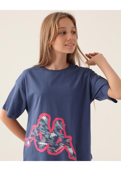 Logo Camryn Kız Çocuk Mavi Regular Fit Tişört