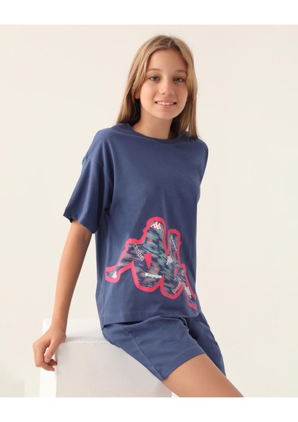 Logo Camryn Kız Çocuk Mavi Regular Fit Tişört