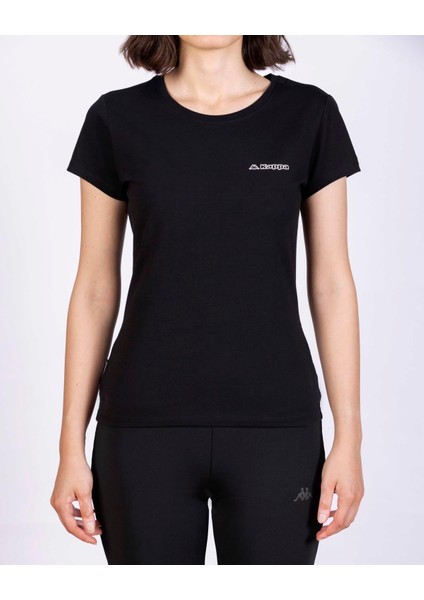 Logo Jendy Kadın Siyah Regular Fit Tişört