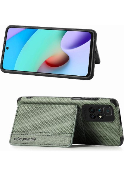 Xiaomi Redmi Için Kılıf 10 Manyetik Kart Tutucu Standı Fonksiyonu Rfıd Engelleme (Yurt Dışından)