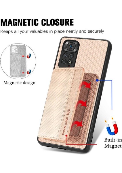 Xiaomi Redmi Için Not 11S Manyetik Kart Tutucu Standı Fonksiyonu Kamera (Yurt Dışından)