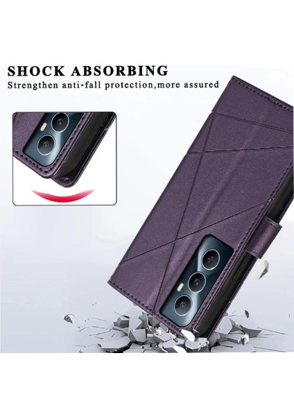 Realme C65 Üç Kart Yuvaları Için Flip Case Kickstand Şok Emici (Yurt Dışından) modelleri