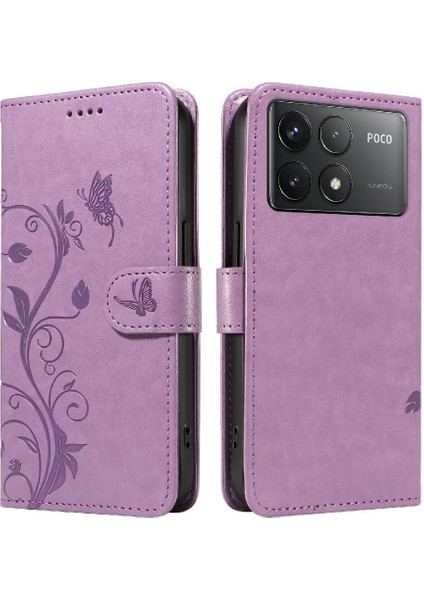 Xiaomi Redmi K70 Cüzdan Telefon Kılıfı Için Kılıf Kabartmalı Kelebek ile Yüksek (Yurt Dışından)