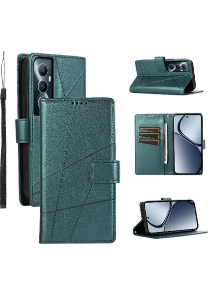 Realme C65 Üç Kart Yuvaları Için Flip Case Kickstand Şok Emici (Yurt Dışından)