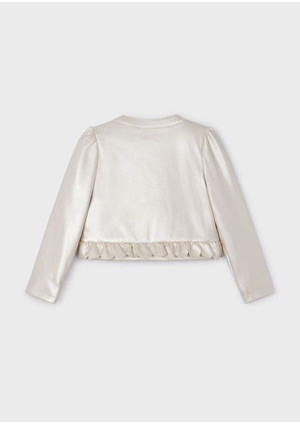 3470 Kız Çocuk Ekru Parlak Ceket