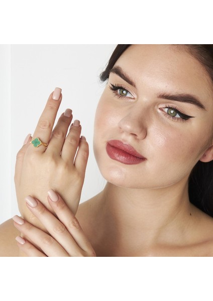 Yeşil Taşlı Yonca Yüzük indirimleri