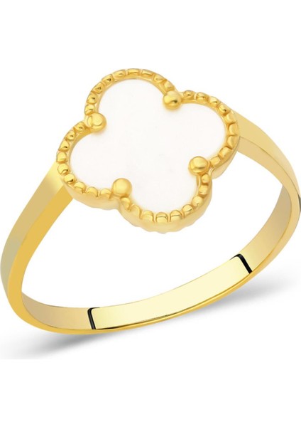 Beyaz Taşlı Yonca Yüzük