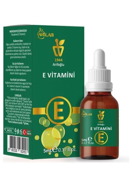 Arlab E Vitamini 5ml %100 Saf Arifoğlu