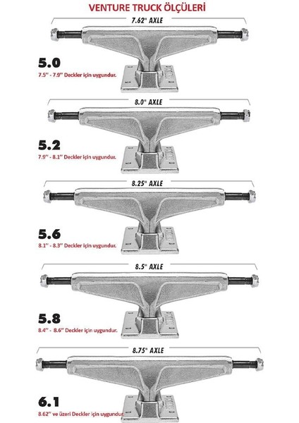 V-Lights Crest Blue 5.8 Kaykay Truck modelleri