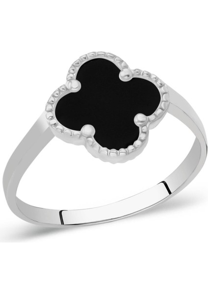 Siyah Taşlı Yonca Yüzük fiyatları