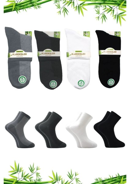 Bambu Erkek Yarım Konç Çok Renkli Çorap Dikişsiz 4'lü Paket