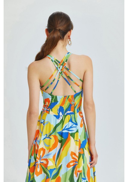 Arkası Çapraz Elbise Sarı fiyatları