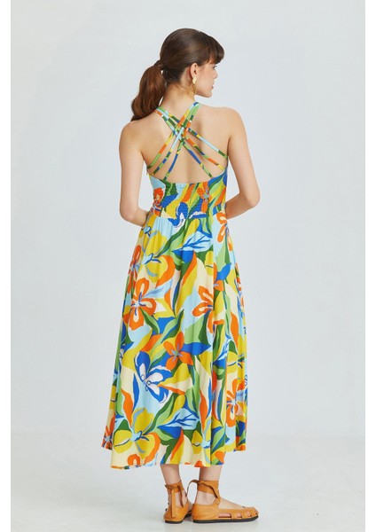 Arkası Çapraz Elbise Sarı fırsatları