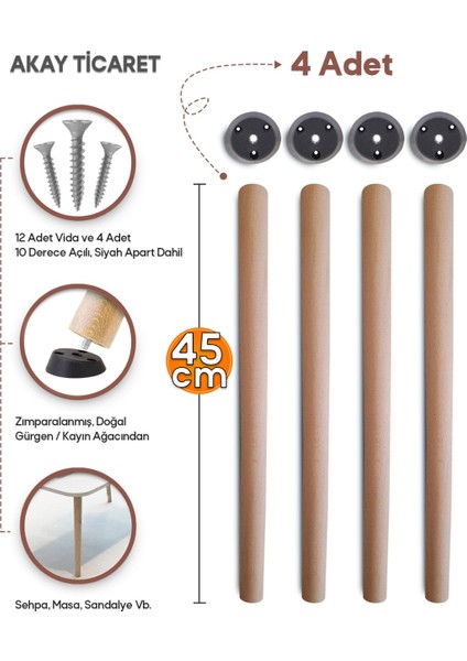 Sehpa Ayağı Konik Ayak 45 cm