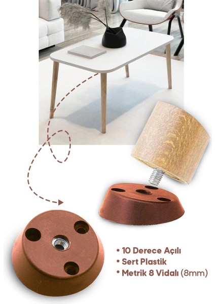 Sehpa Ayağı 50 cm Konik Ayak