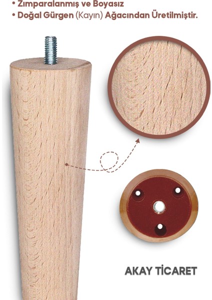 Sehpa Ayağı 50 cm Konik Ayak