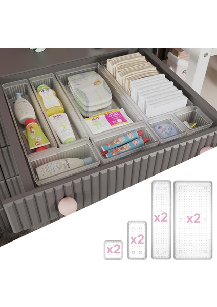 8 Parça Bebek Çekmece Düzenleyici,bebek Organizer,bebek Bakım Organizer Şeffaf