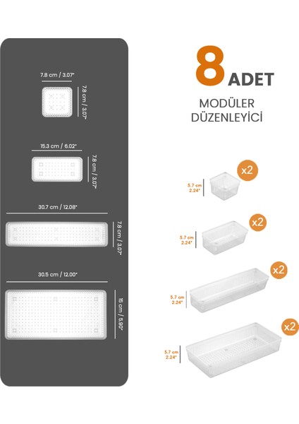 8 Parça Bebek Çekmece Düzenleyici,bebek Organizer,bebek Bakım Organizer Şeffaf fiyatları