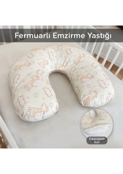 Meleni Baby 2'li Bebek Emzirme Yastığı,emzirme Önlüğü Set,bebek Emzirme Seti,yazlık Terletmez Kumaş Emzirme Seti